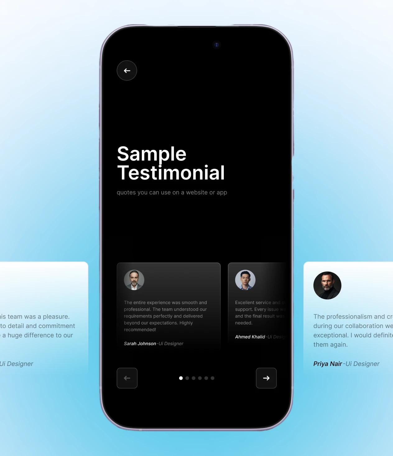 Animated Testimonial Cards