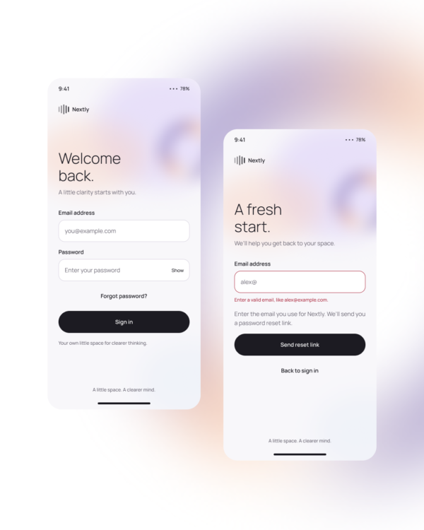 Nextly — Complete Mobile Login Flow